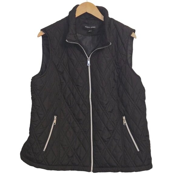 BLACK RIVET Women’s Quilted Puffer Vest Black Zip Front Sleeveless Jacket 2X NWT - Picture 1 of 5